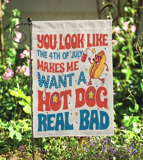 4Th Of July Hotdog Garden Flag, Usa 4Th Of July Nurse Flag, Farmhouse Land Of Free Decor Flag, Always Land Of The Free Patriotic Flag