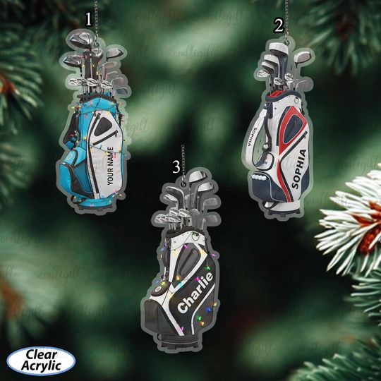 Custom Name Golf Bag Decor Ornament, Golf Equipment Christmas Ornament, Sports Ornament For Him Her, Golfer Holiday Tree Decoration, MYB912