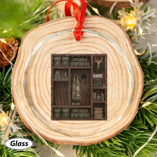 Personalized Hunting Garage Christmas Ornament, Rustic Lodge Hunting Ornament For Him, Hunting Enthusiast Ornament, Hunter Gift Idea, MYD006