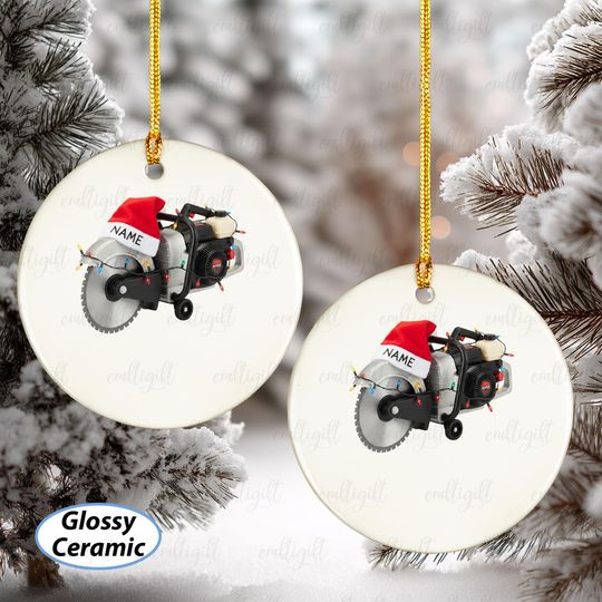 Cut Off Saw Ornament For Christmas Tree, Custom Name Power Saw Ornament, Concrete Cutter Holiday Decor, Gift For Construction Worker, MYB655