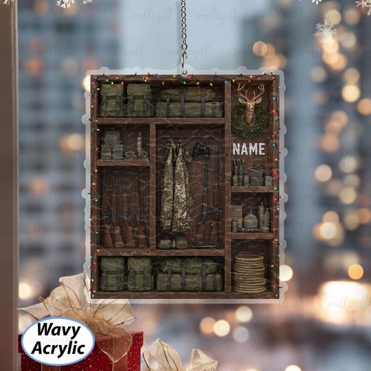 Personalized Hunting Garage Christmas Ornament, Rustic Lodge Hunting Ornament For Him, Hunting Enthusiast Ornament, Hunter Gift Idea, MYD006