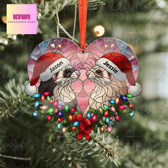 Personalized Ferret Couple Christmas Ornament, Acrylic
