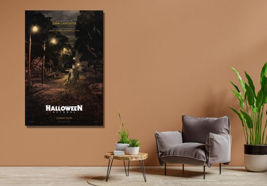 Halloween Ready To Hang Canvas,Michael Myers Wall Art,Rolled Canvas Print