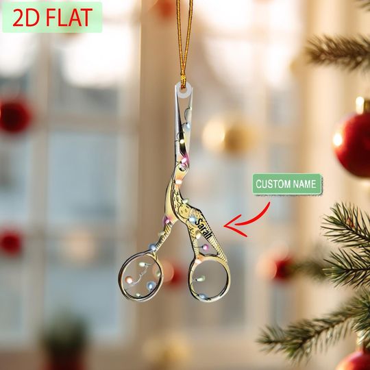 Personalized Scissors Ornament: Custom Name Acrylic Christmas Decor