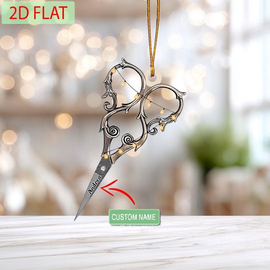 Personalized Scissors Ornament: Custom Name Acrylic Christmas Gift