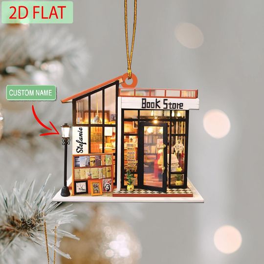 Personalized Bookstore Ornament: Custom Name Acrylic Christmas Gift