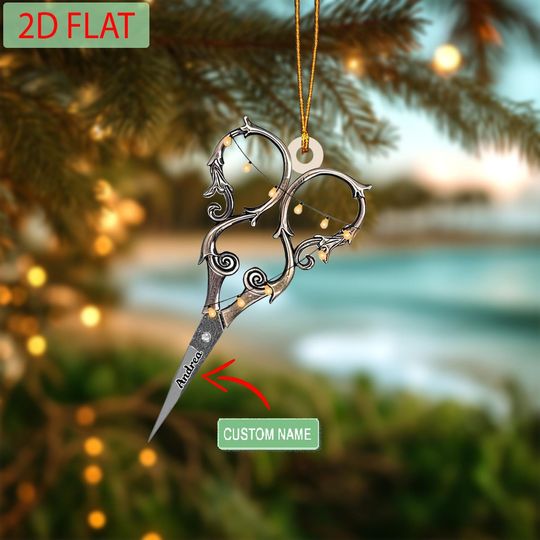 Personalized Scissors Ornament: Custom Name Acrylic Christmas Gift