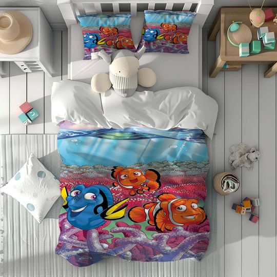 Finding Nemo Comfortable Three-Piece Bedding Set, Bedroom Decor, Gifts for Friends