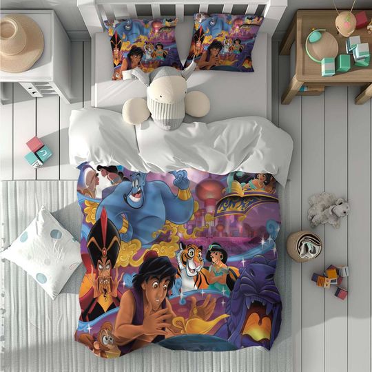 Personalized Name Aladdin Comfortable Three-Piece Bedding Set, Bedroom Decor, Gifts for Friends