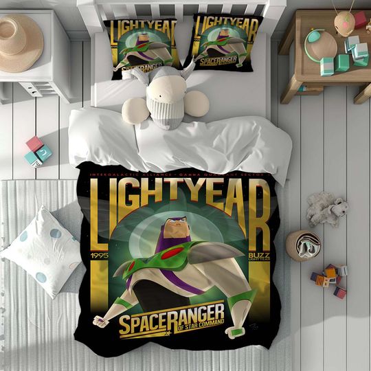 Personalized Name Buzz Lightyear Comfortable Three-Piece Bedding Set, Bedroom Decor, Gifts for Friends
