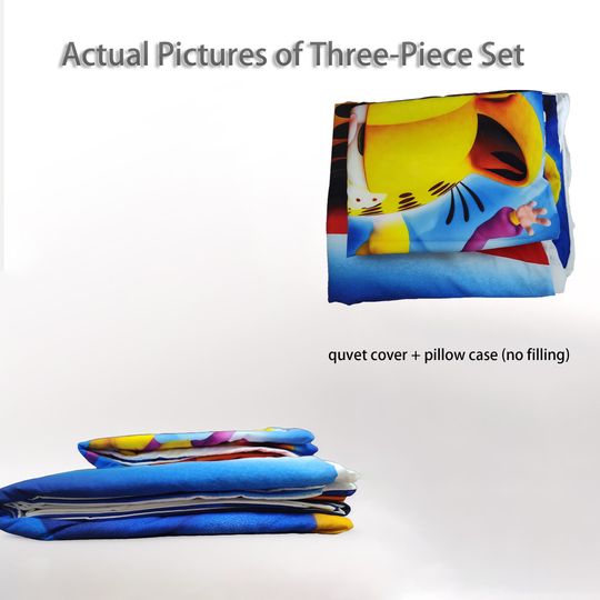 Personalized Name Super Mario Cute Three-Piece Bedding Set, Bedroom Decor, Gifts for Friends