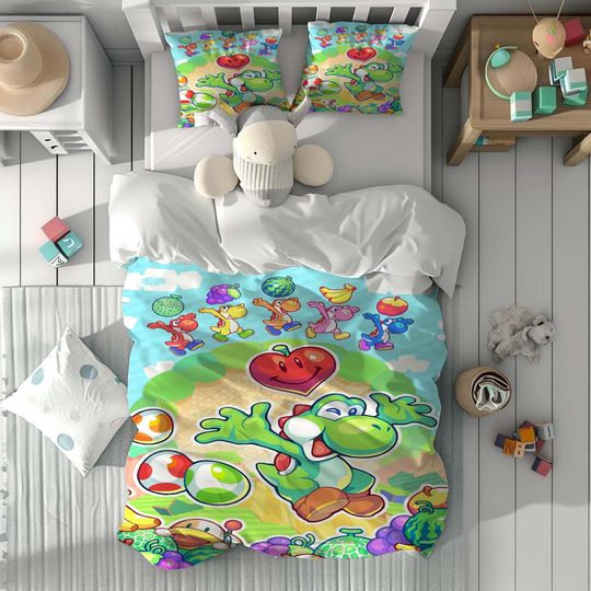 Super Mario Cute Three-Piece Bedding Set, Bedroom Decor, Gifts for Friends