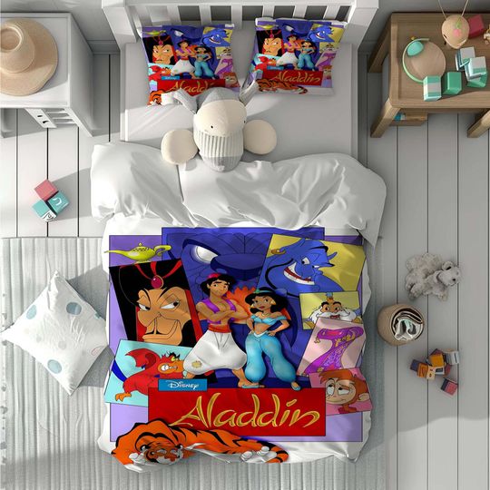Personalized Name Aladdin Comfortable Three-Piece Bedding Set, Bedroom Decor, Gifts for Friends