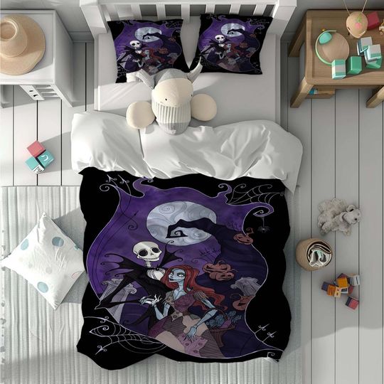 Corpse Bride Comfortable Three-Piece Bedding Set, Bedroom Decor, Gifts for Friends