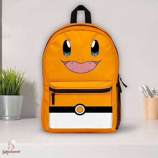 Charmander School Backpack | Charmander Backpack | Anime School Bag | Pocket Monsters Backpack | PKM Backpack | Kids School Backpack