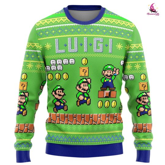 Super Mario Luigi Ugly Sweater, Bowser Mario Bros Xmas Sweatshirt