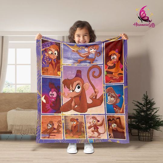 Vintage Aladdin Abu Fleece Blanket | Aladdin Fan Movie Blanket