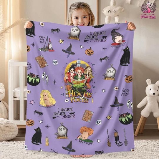 Hocus Pocus Sanderson Sisters Blanket, Halloween Hocus Pocus Blanket
