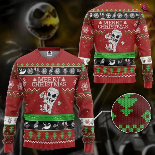 Jack Skellington Ugly Christmas Sweater, Nightmare Before Christmas Sweater