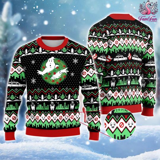 Ghostbusters Ugly Christmas Sweater, Ghostbusters Christmas Crewneck Sweater