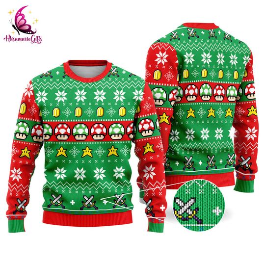 Super Mario Ugly Sweater, Super Mario Ugly Christmas Sweatshirt