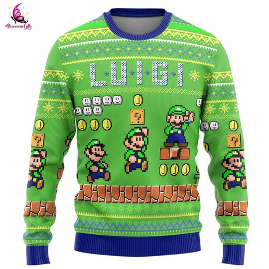 Super Mario Luigi Ugly Sweater, Bowser Mario Bros Xmas Sweatshirt