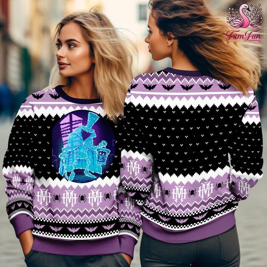 Haunted Mansion Hatbox Ghost Christmas Ugly Sweater