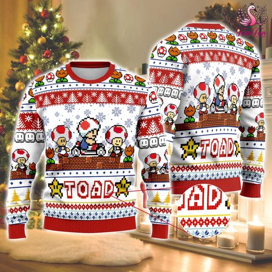 Toad Mario Ugly Christmas Sweater, Super Mario Toad Sweatshirt