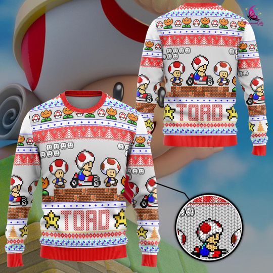 Christmas Gift, Toad Ugly Sweater, Toad Sweater, Toad Christmas Sweater