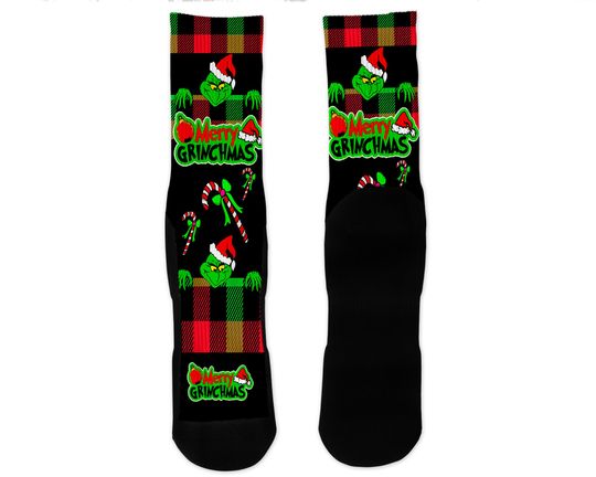 Merry Grin Black Christmas Socks
