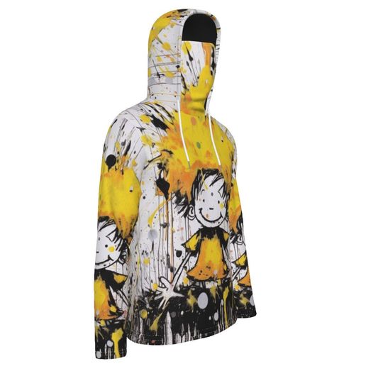 Paint Splatter Pullover Hoodie With Mask