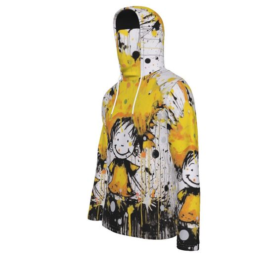 Paint Splatter Pullover Hoodie With Mask