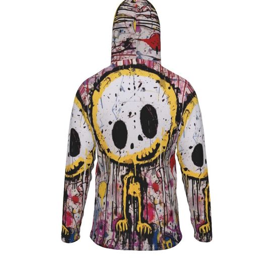 Graffiti Figure Pullover Hoodie With Mask