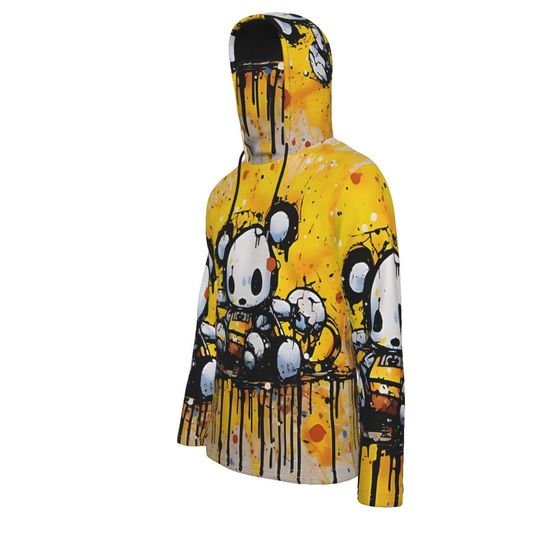 Teddy Splatter Pullover Hoodie With Mask