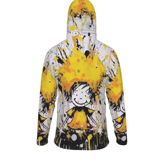 Paint Splatter Pullover Hoodie With Mask