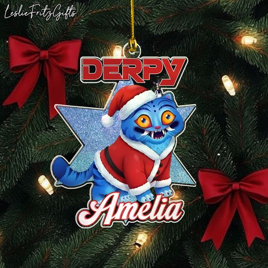Personalized Derpy Christmas Ornament, Demon Hunter Tiger Ornament