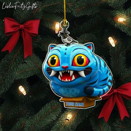 Derpy Blue Tiger 2D Flat Ornament, Derpy Tiger Cat Ornament