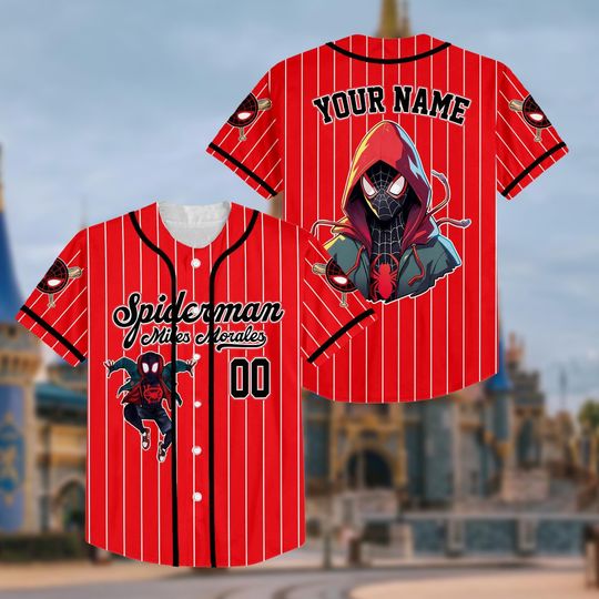 Personalized Disney Spiderman Spiderverse Miles Morales Simple Baseball Jersey