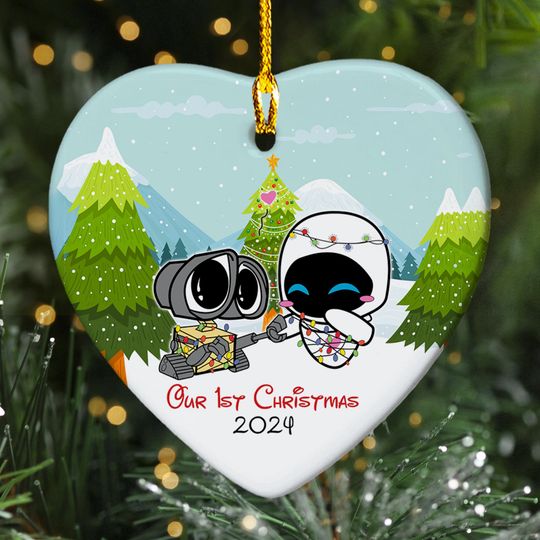 Personalized Love Robot Christmas Ornament, Robot Family Customized 2024 Christmas Tree Decor, Robot Couple Love Christmas Gift For Love