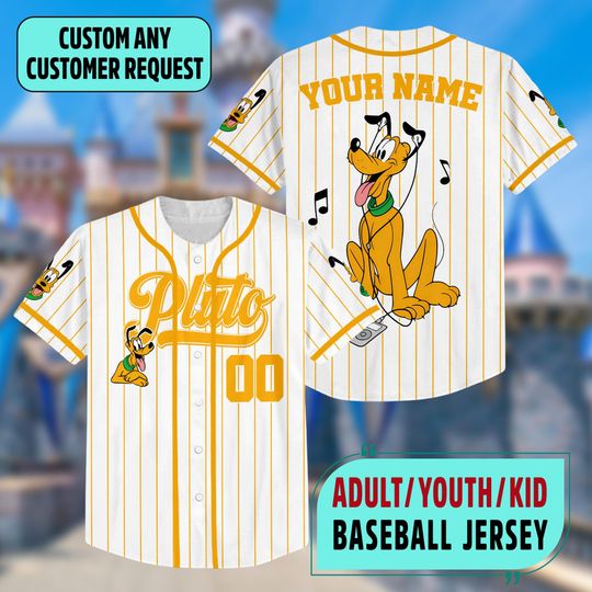 Custom Pluto Striped Baseball Jersey, Disneyland Family Matching Jersey