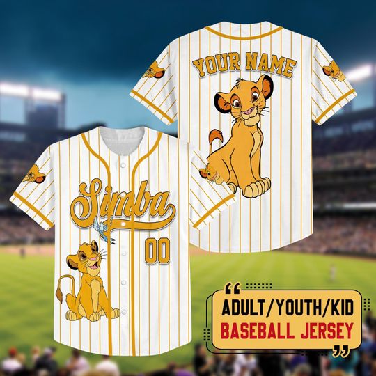 Personalized Disney The Lion King Simba Simple Stripe Baseball Jersey
