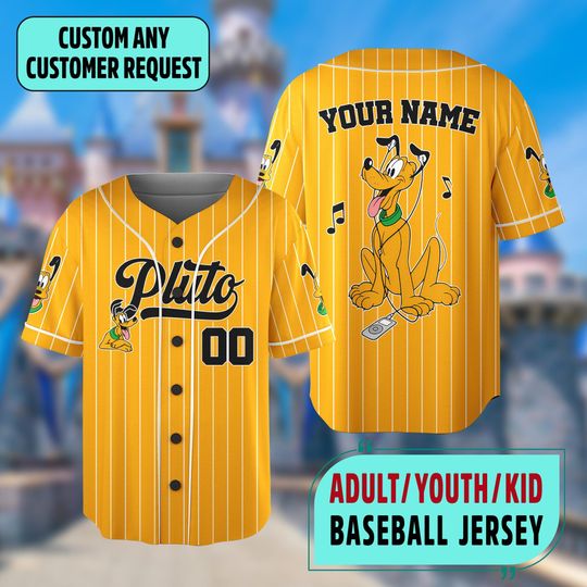 Custom Pluto Striped Baseball Jersey, Disneyland Family Matching Jersey