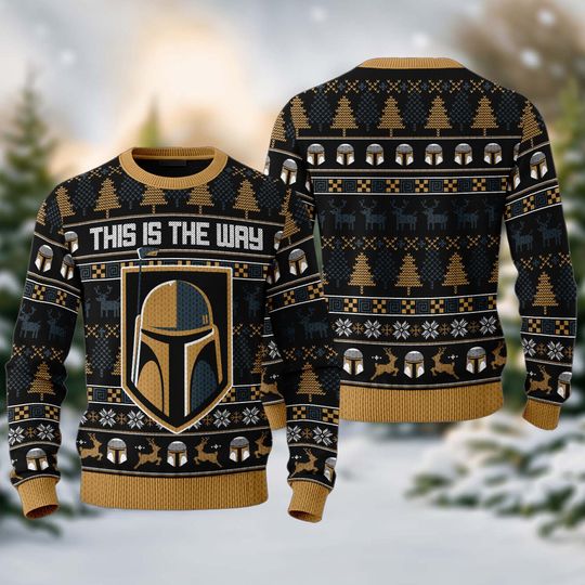 This Is The Way Ugly Christmas Sweater, Warrior Mask Xmas Sweatshirt, Galaxy Movie Christmas Gift For Men Women Kid, Christmas Eve Jumper