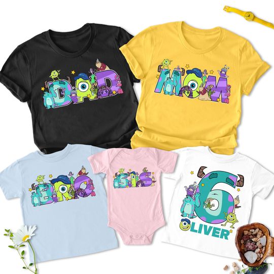 Personalized Monsters Inc Birthday Shirt, Cute Monsters University T-Shirt, Family Matching Tee, Monsters Birthday Party Theme, Gift For Kid