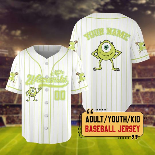 Personalized Disney Monster Inc Mike Wazowski Baseball Jersey