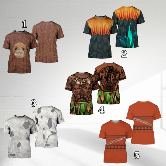 Native Moana Princess Maui Costume 3D Shirt, Moana Halloween Costume For Family Group T Shirt, Moana Movie Matching All Over Print Gift