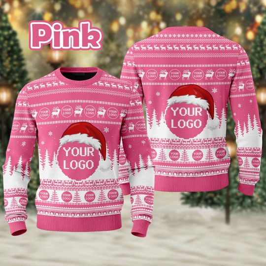 Custom Logo Company Ugly Sweater, Your Business Logo Brand Logo, Front Back Logo Your Design Here Company Team Logo Sweater Logo Gift