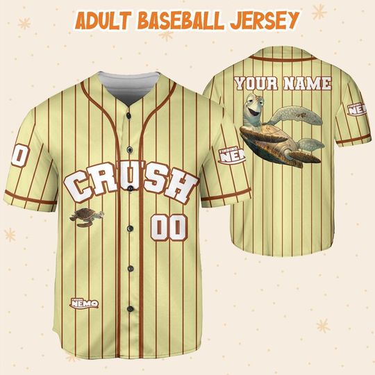 Personalized Finding Nemo Crush Sea Turtle Disney Baseball Jersey, Disney Jersey