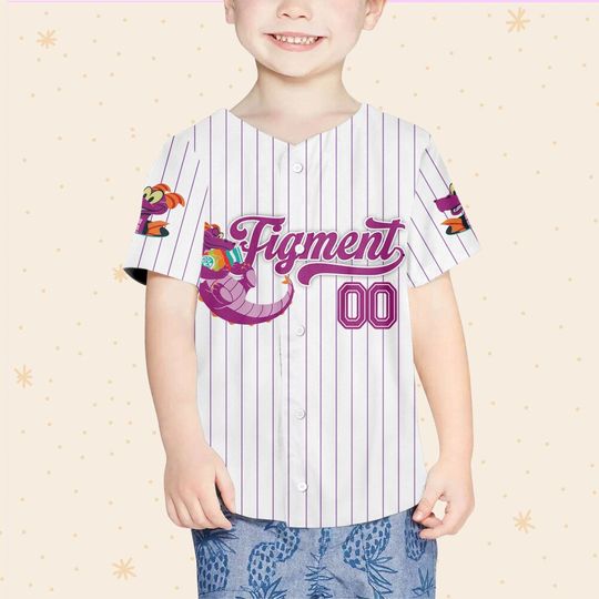 Custom Disney Figment Little Spark Simple Stripe Fun Baseball Jersey