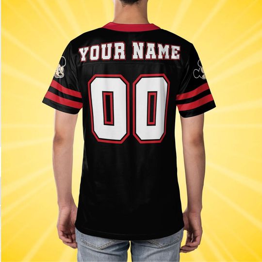 Personalize Disney Mickey Mouse Cute Black Football, Disneyland Jersey, Baseball Team, Mickey Mouse Birthday, Gift for Disney Fans